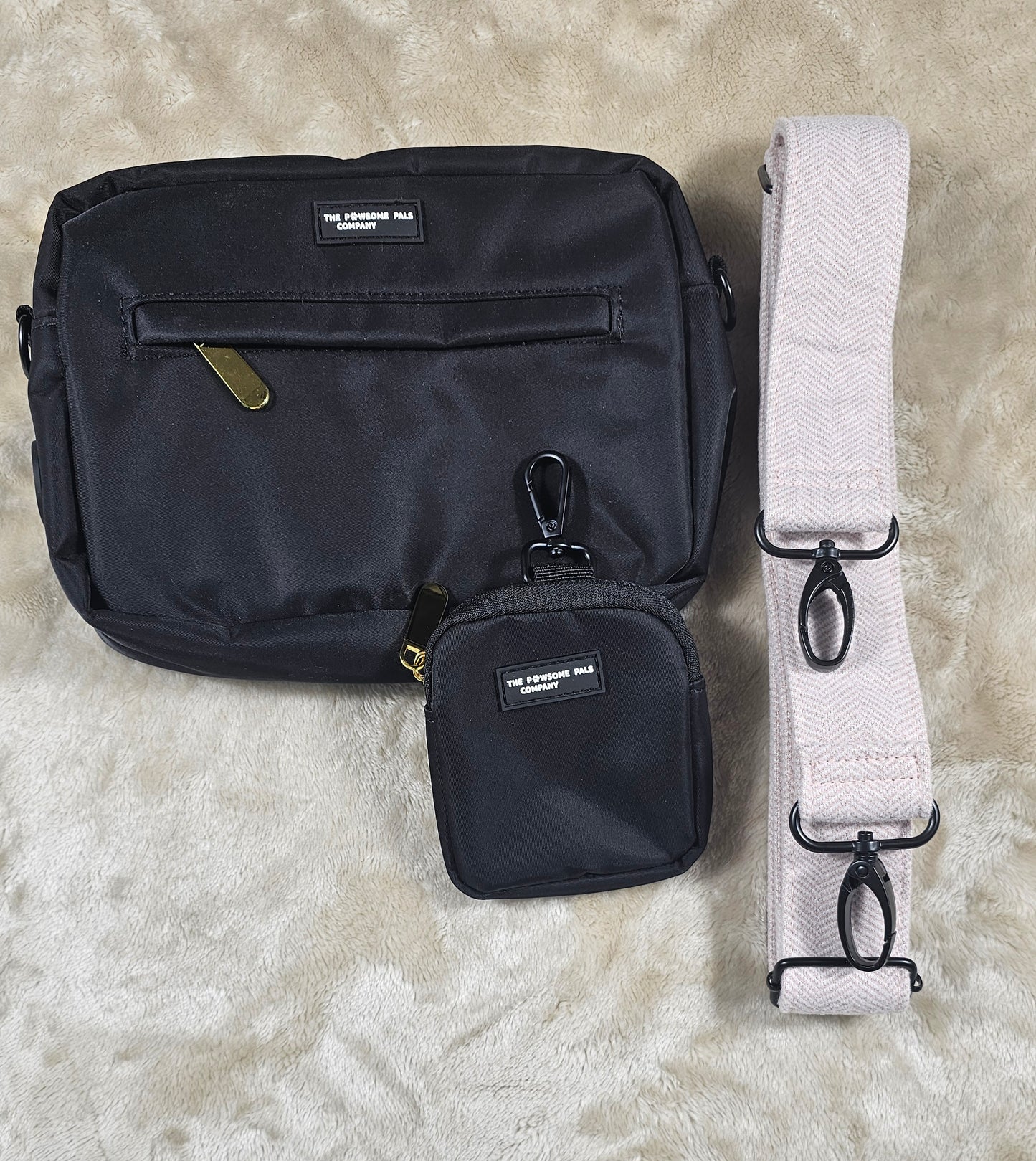 Black Walking Bag & Treat Pouch (Pink Tweed Collection)